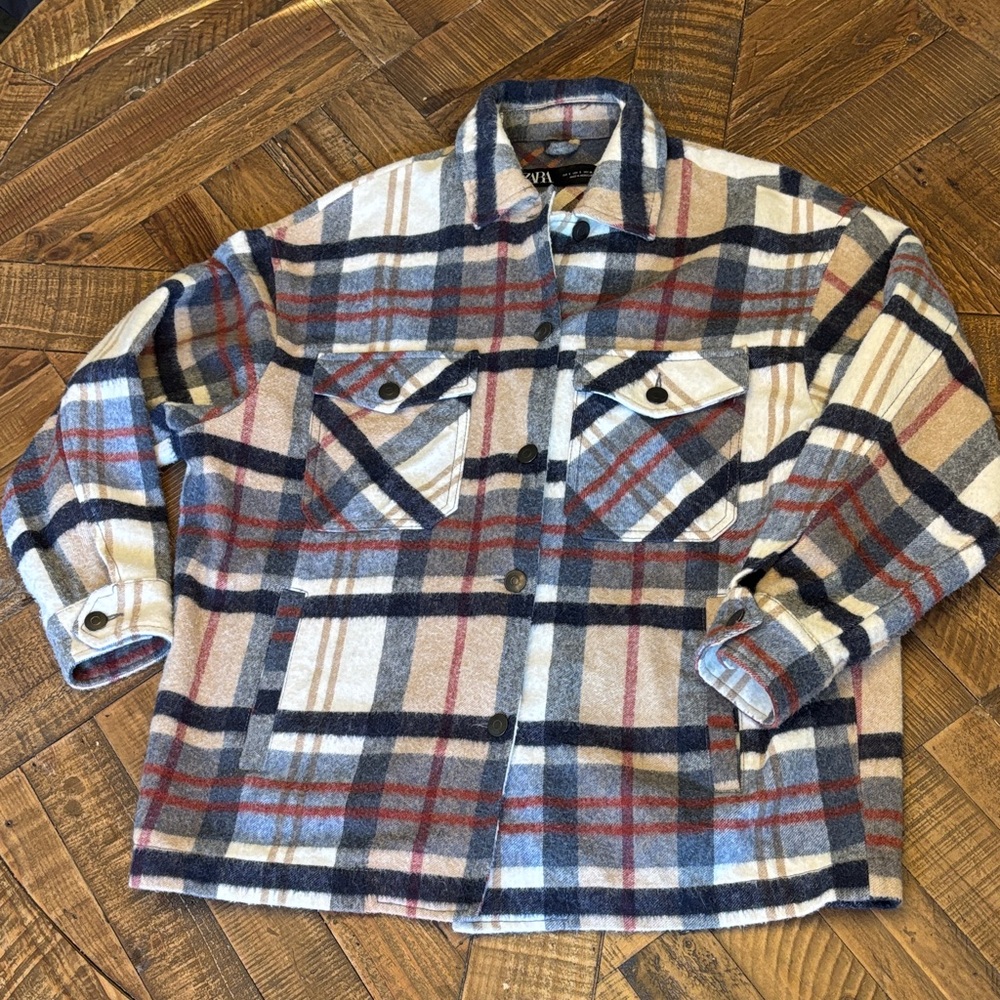 Zara Multicolor Plaid Shirt Jacket
